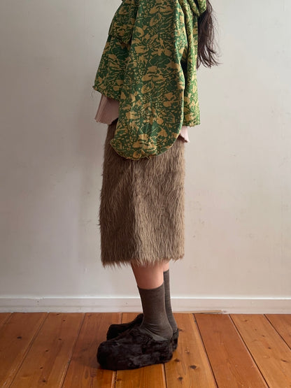 old fur half pants / mocha