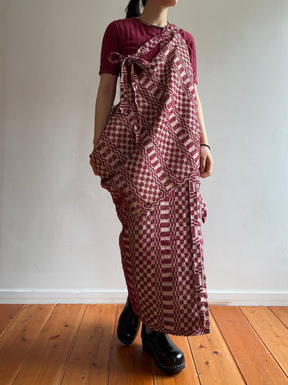 old coverlet wrap short skirt / bordeaux