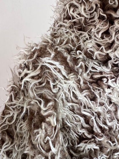 old fur parka / brown×silver