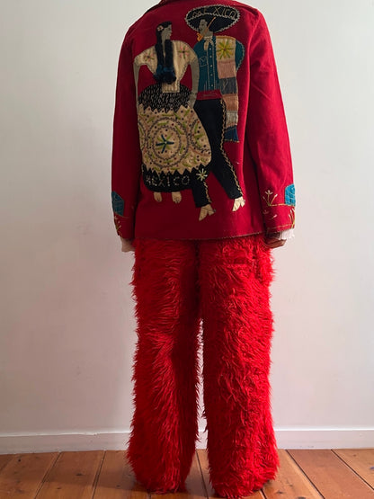 old fur pants / red