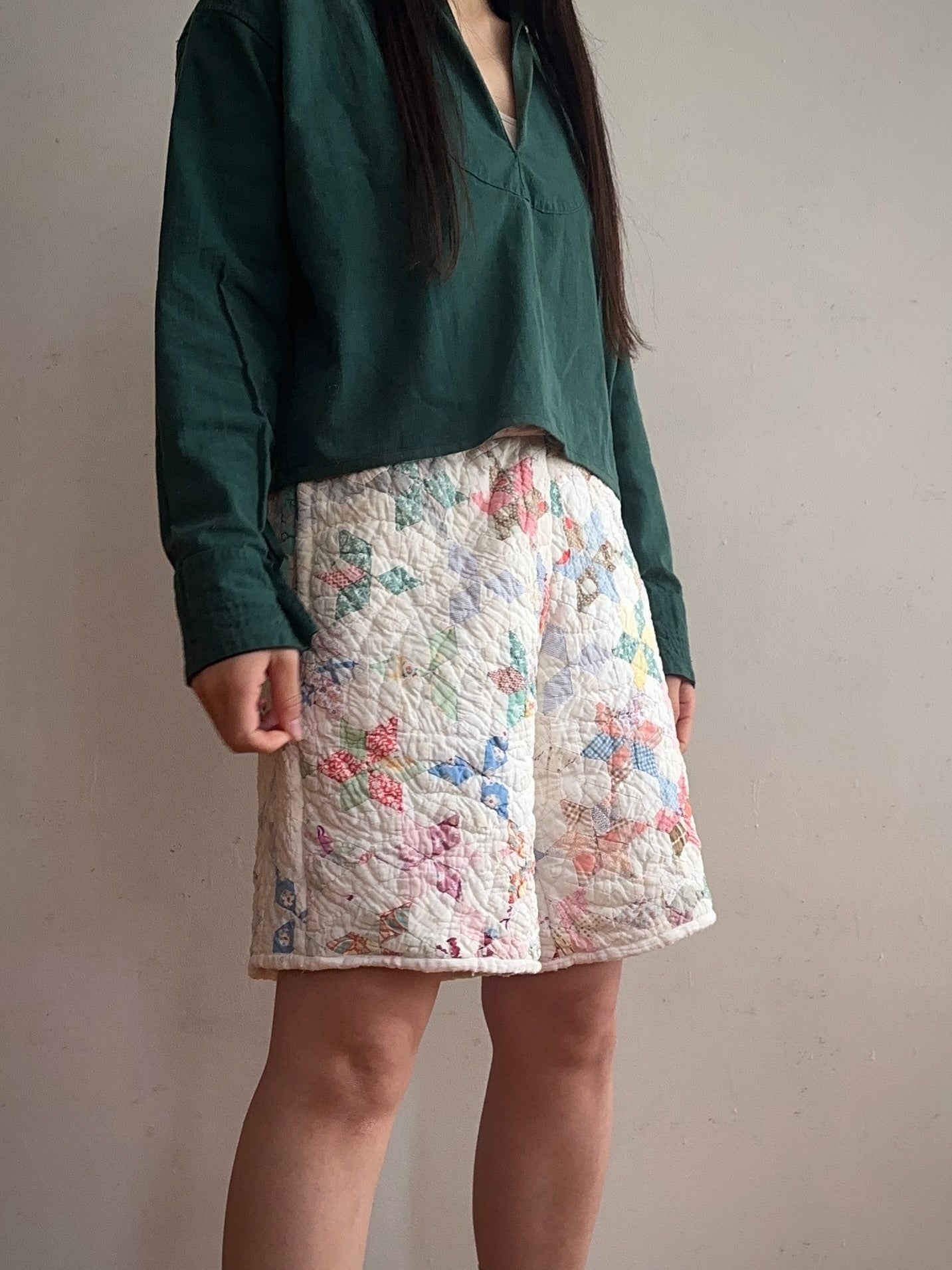 old quilt short pants