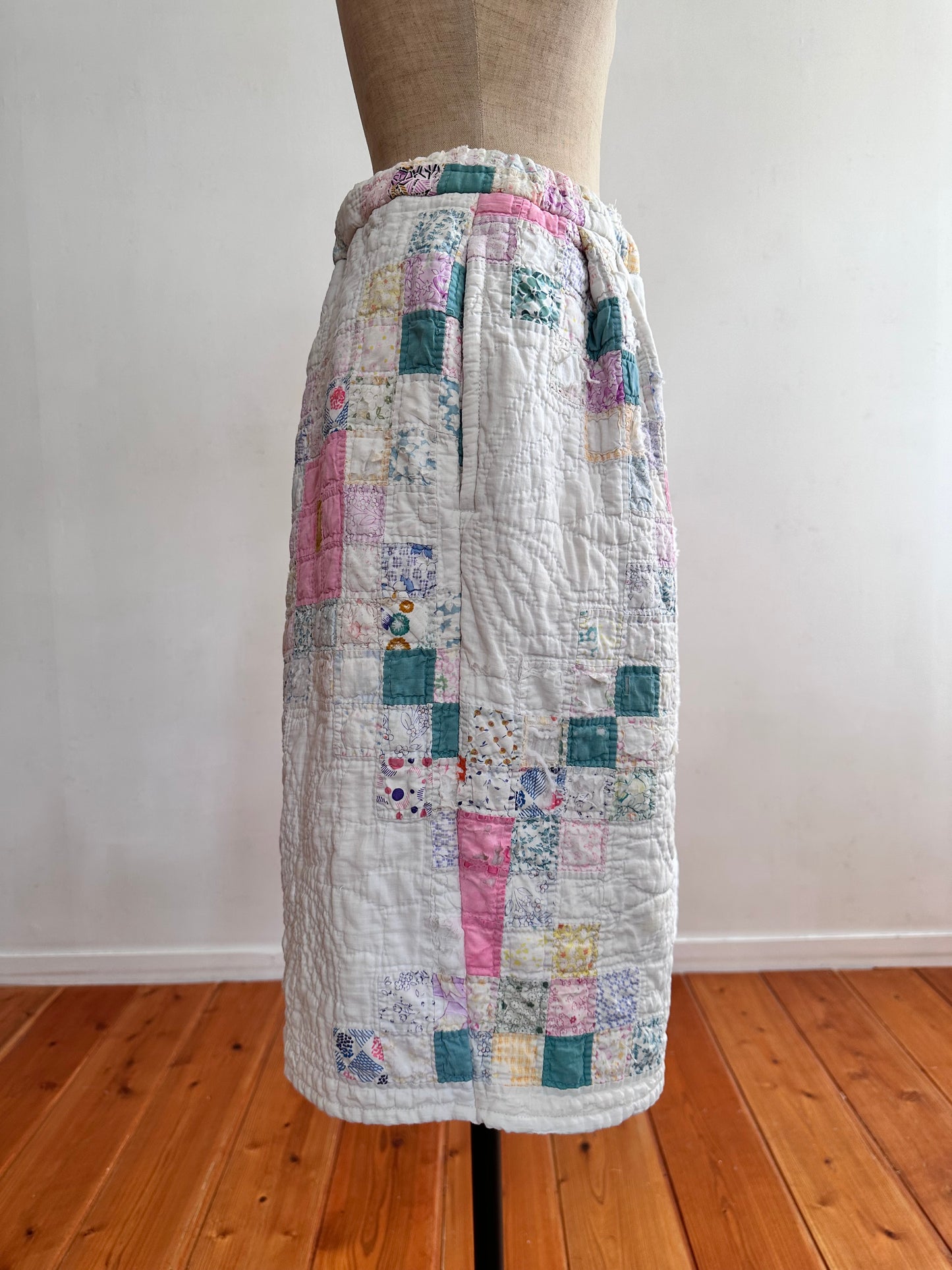 old quilt tuck short pants “boro”