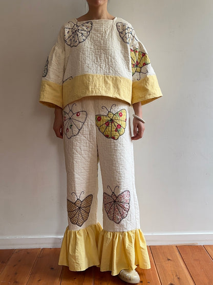 old quilt butterfly frill pants