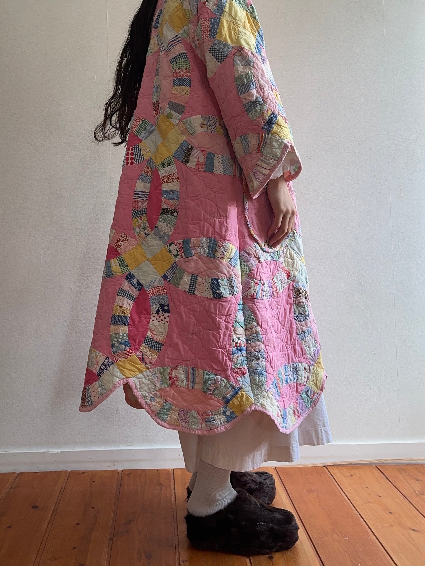 old quilt dress coat