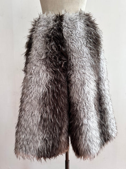 old fur half pants / silver× grayish brown