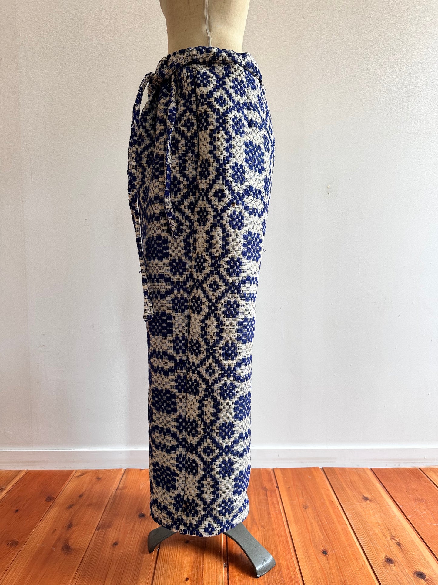 old coverlet wide tuck pants / navy× white