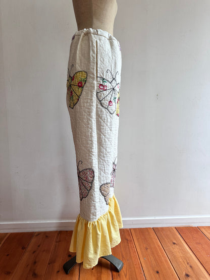 old quilt butterfly frill pants