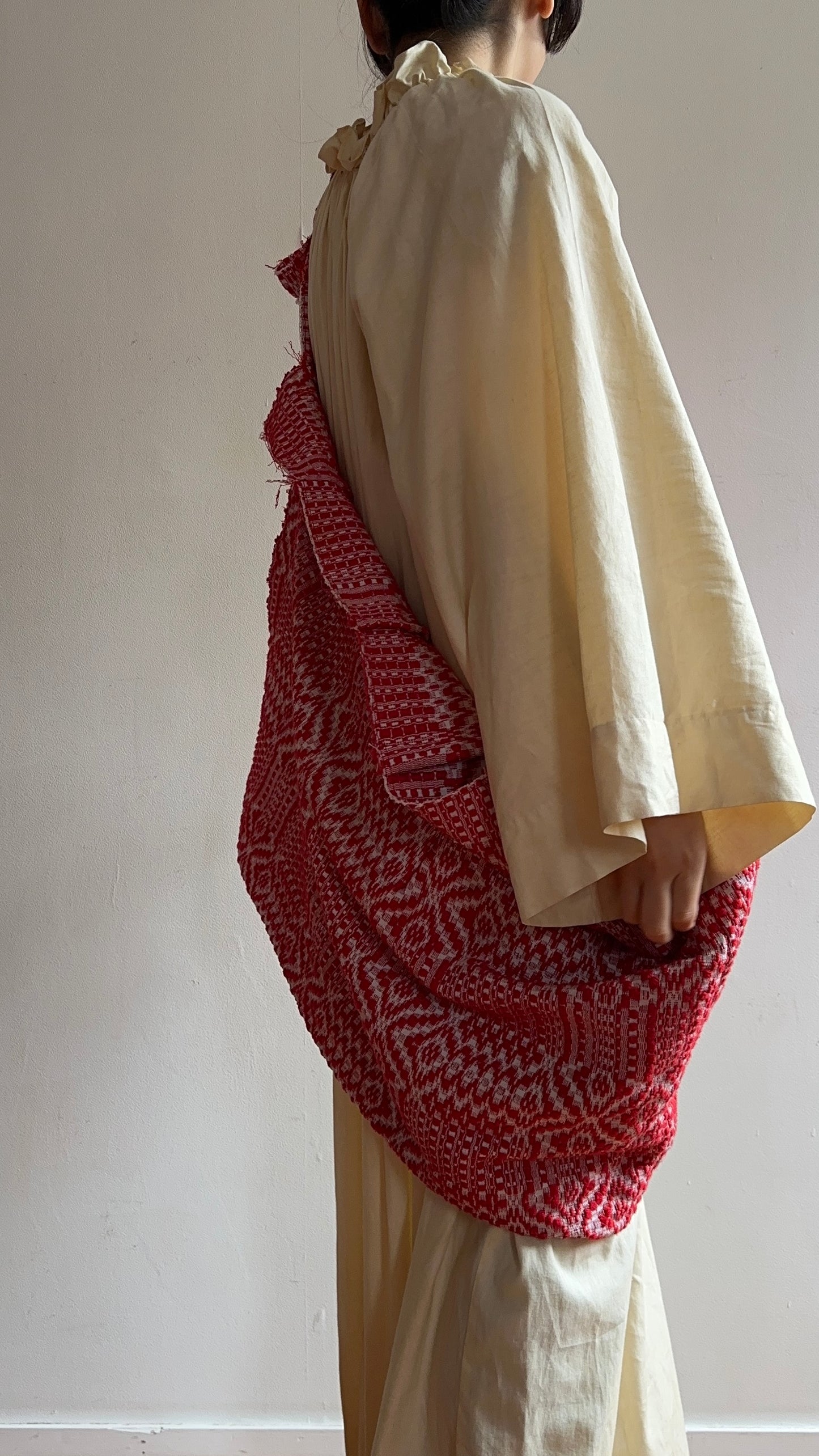 old coverlet wrap short skirt / red