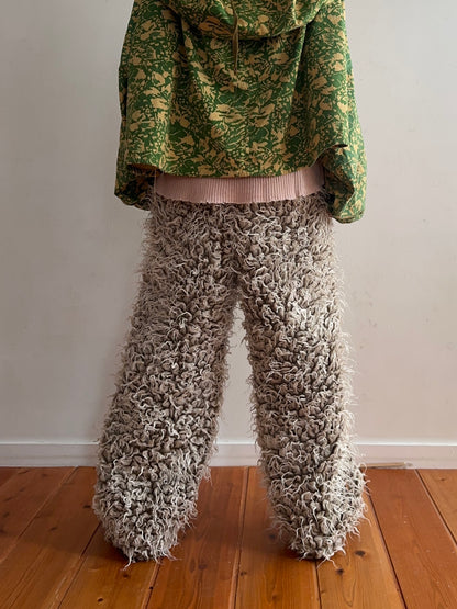 old fur pants / gray×silver