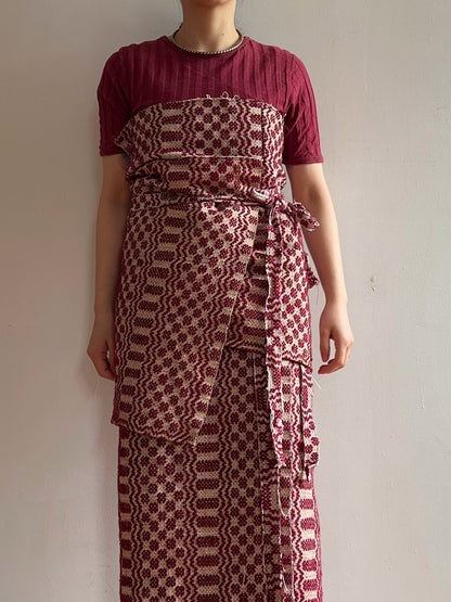 old coverlet wrap short skirt / bordeaux