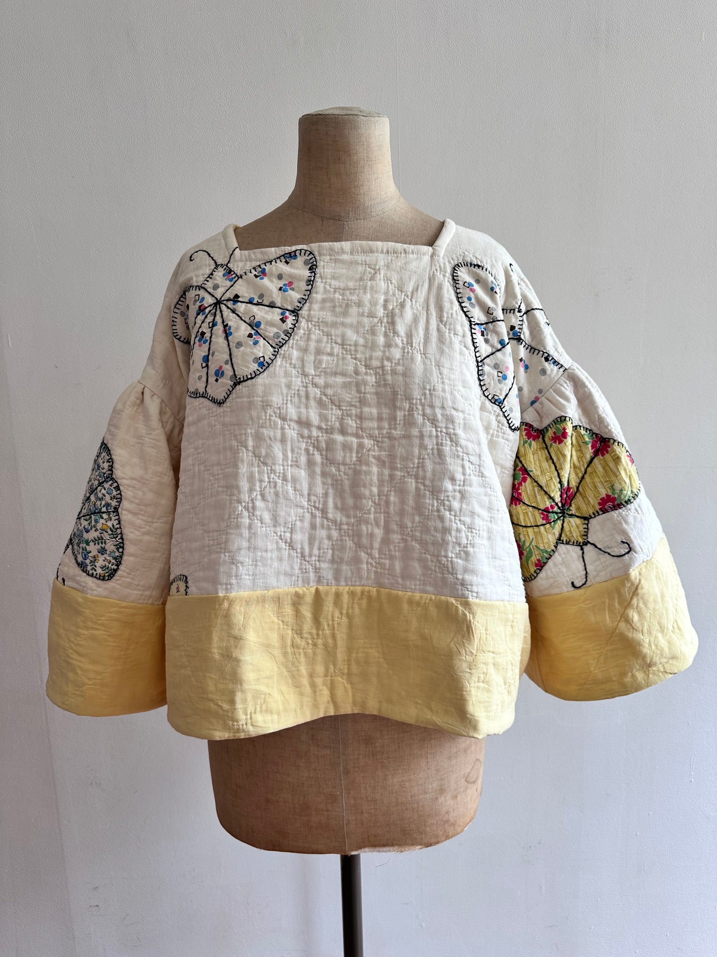 old quilt butterfly puff tops