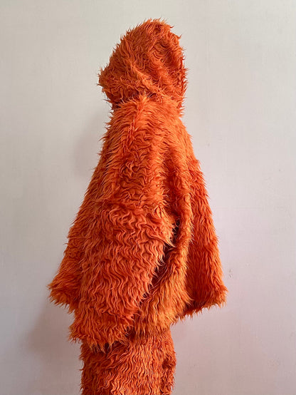 old fur parka / orange