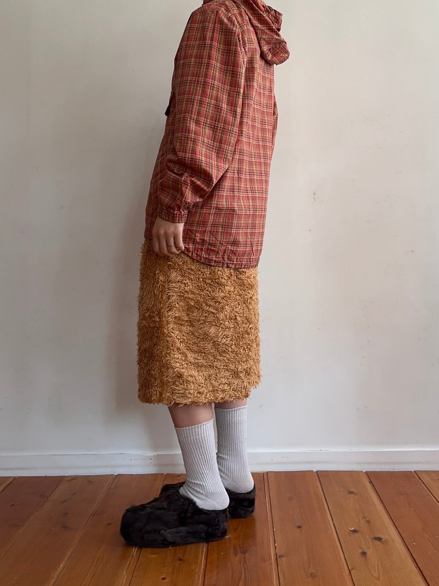 old fur half pants / apricot