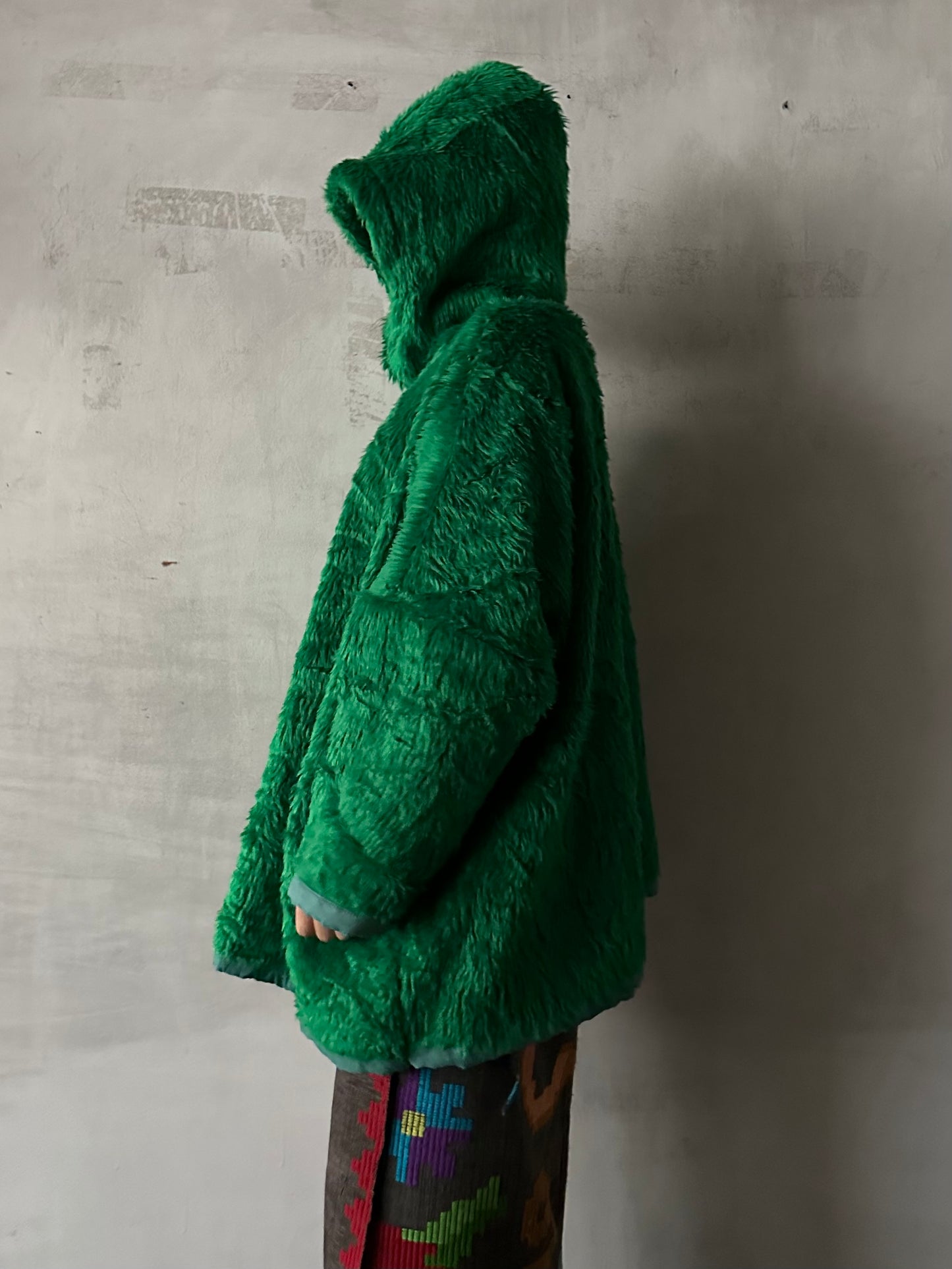 old fur parka / green