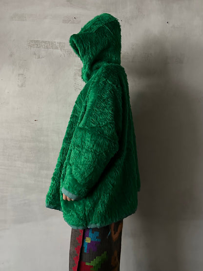 old fur parka / green