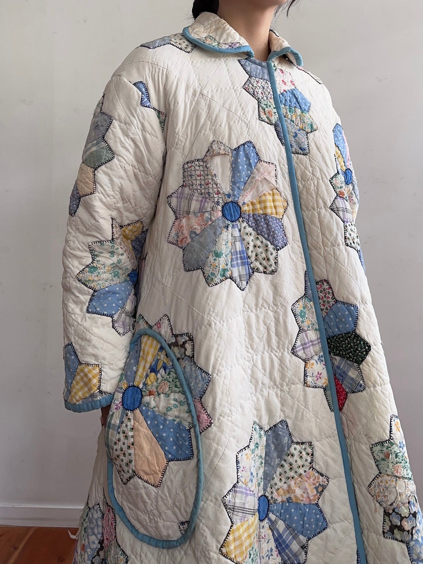 old quilt dress coat