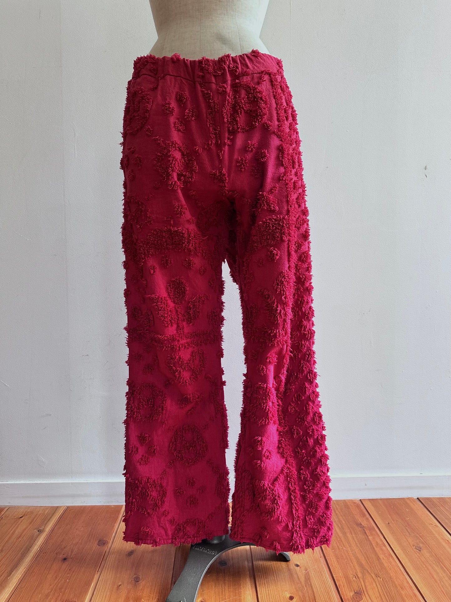 old chenille slim flare pants / ruby