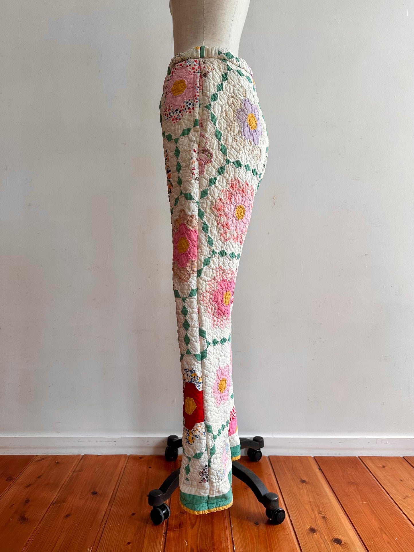 old quilt slim flare pants