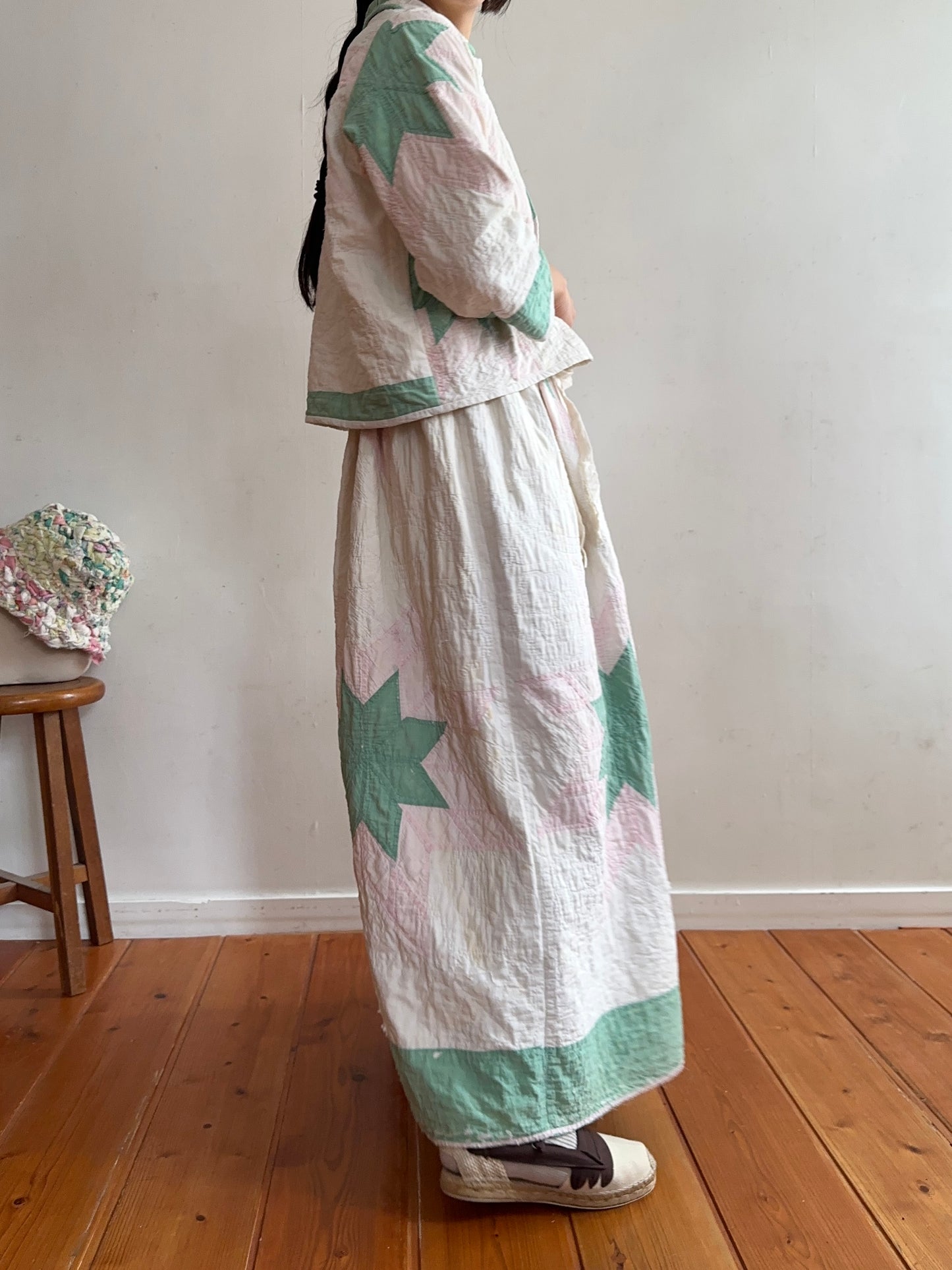 antique quilt pocket gather skirt