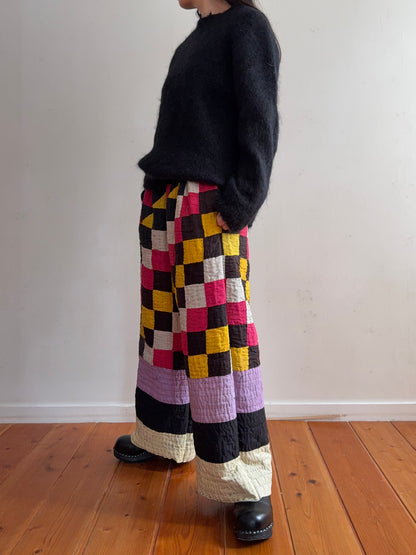 old quilt tuck wide pants