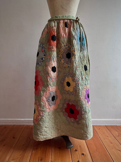 old quilt gather skirt