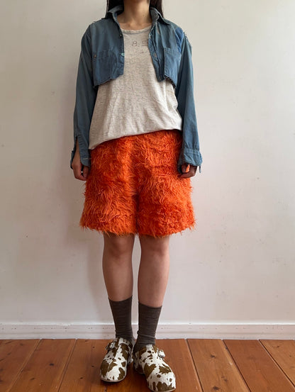 old fur short pants / orange