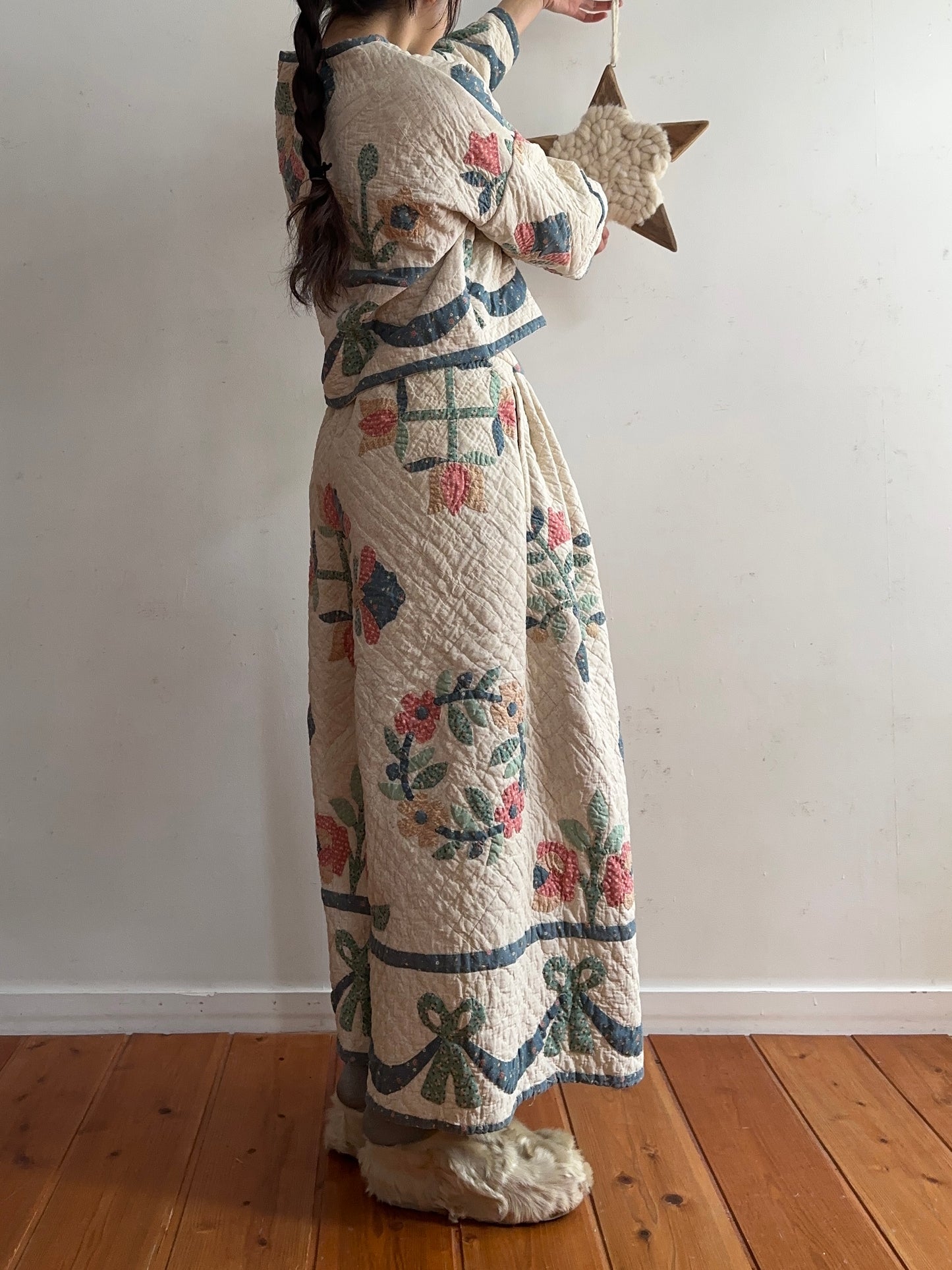 old quilt many tuck pants