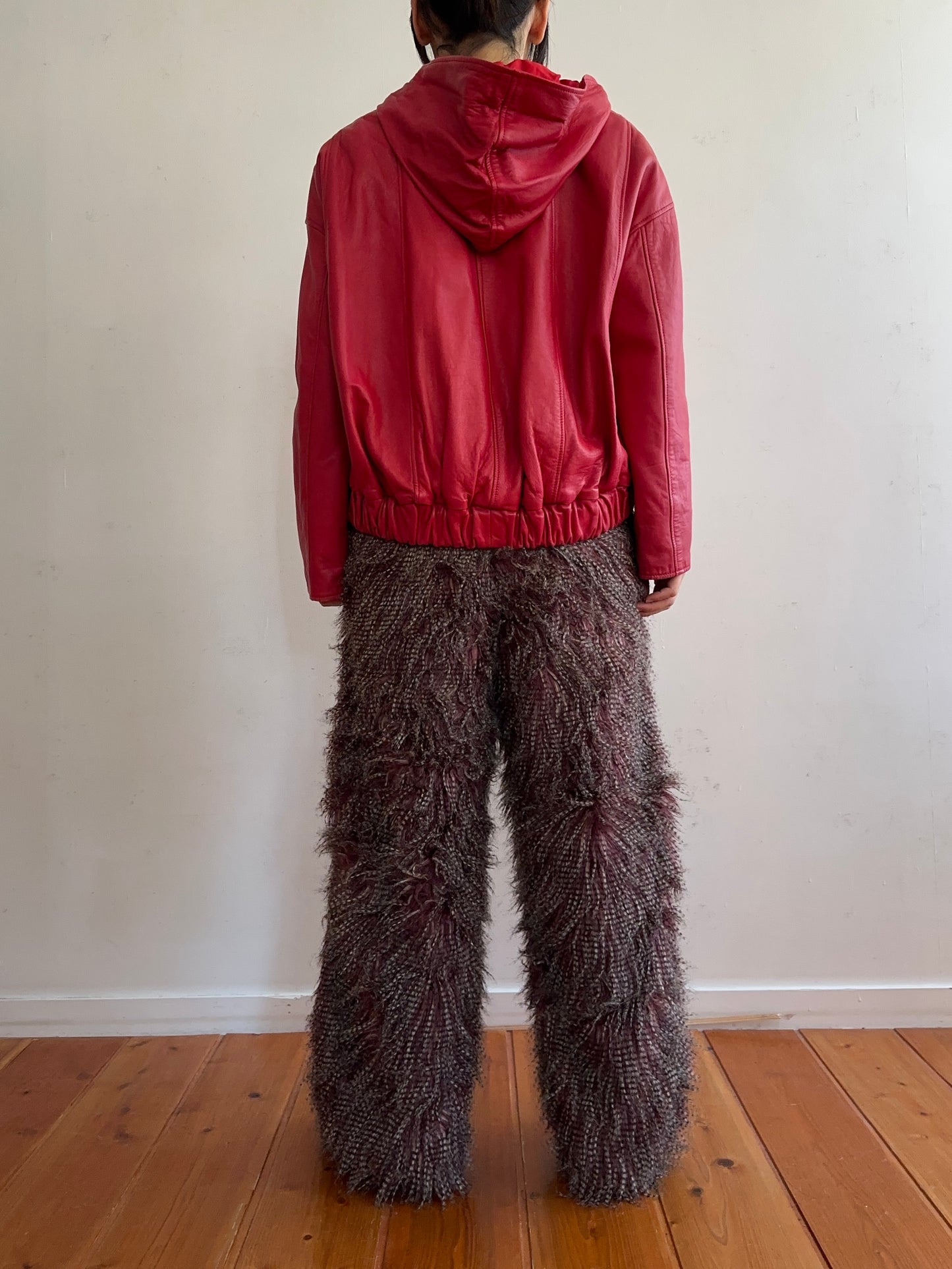 old fur pants / peacock mauve