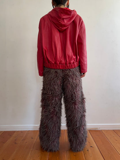 old fur pants / peacock mauve