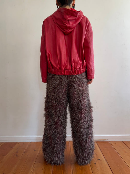 old fur pants / peacock mauve