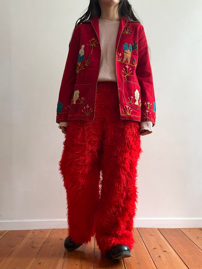 old fur pants / red