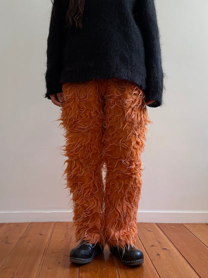 old fur slim pants /orange