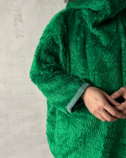 old fur parka / green