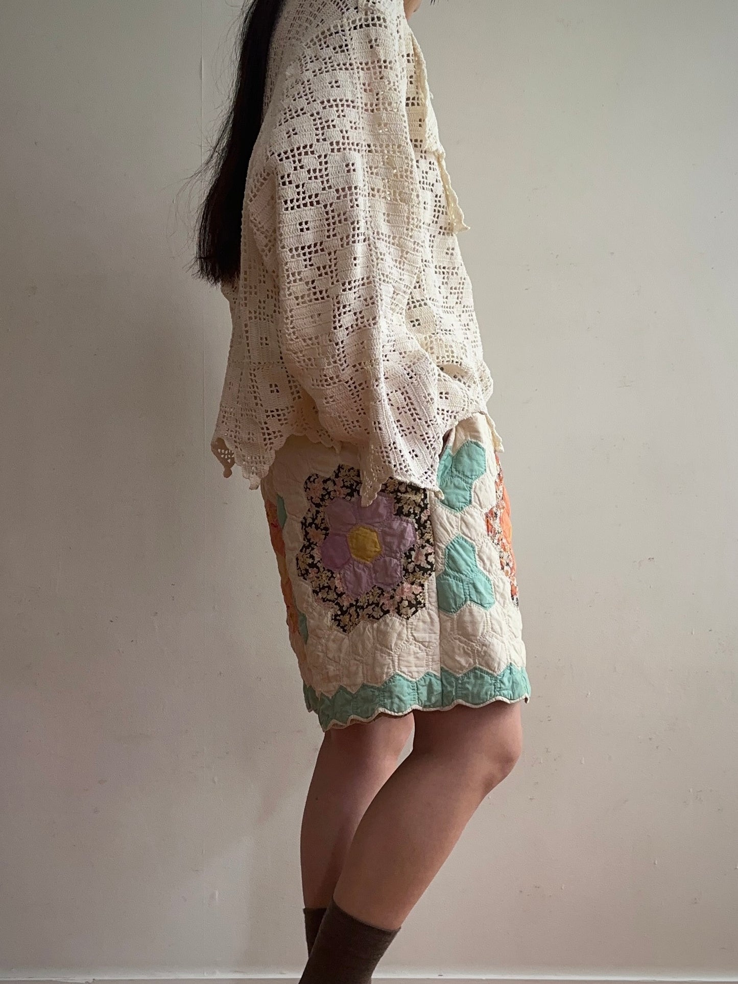 old quilt short pants