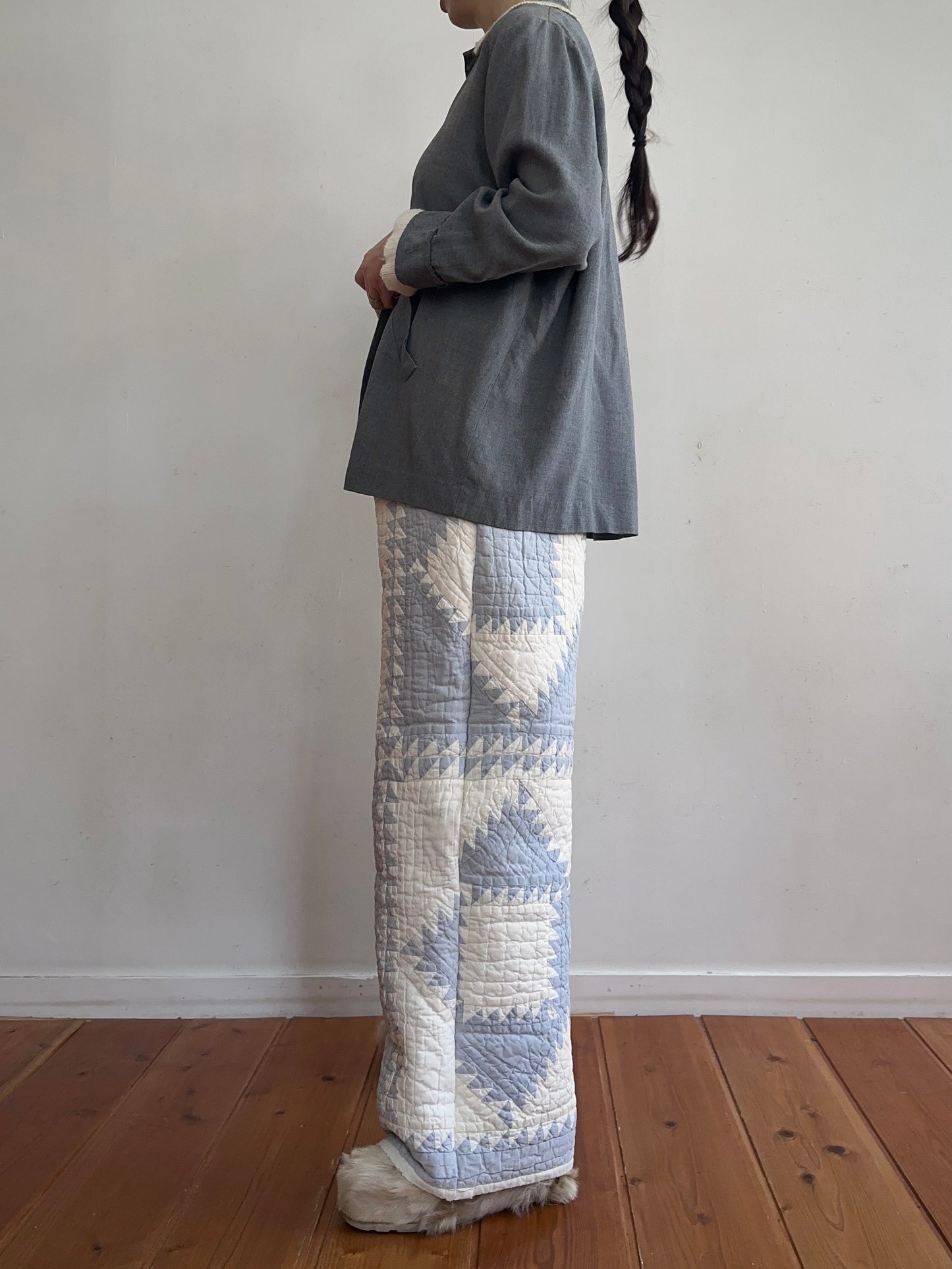 old quilt tuck wide pants