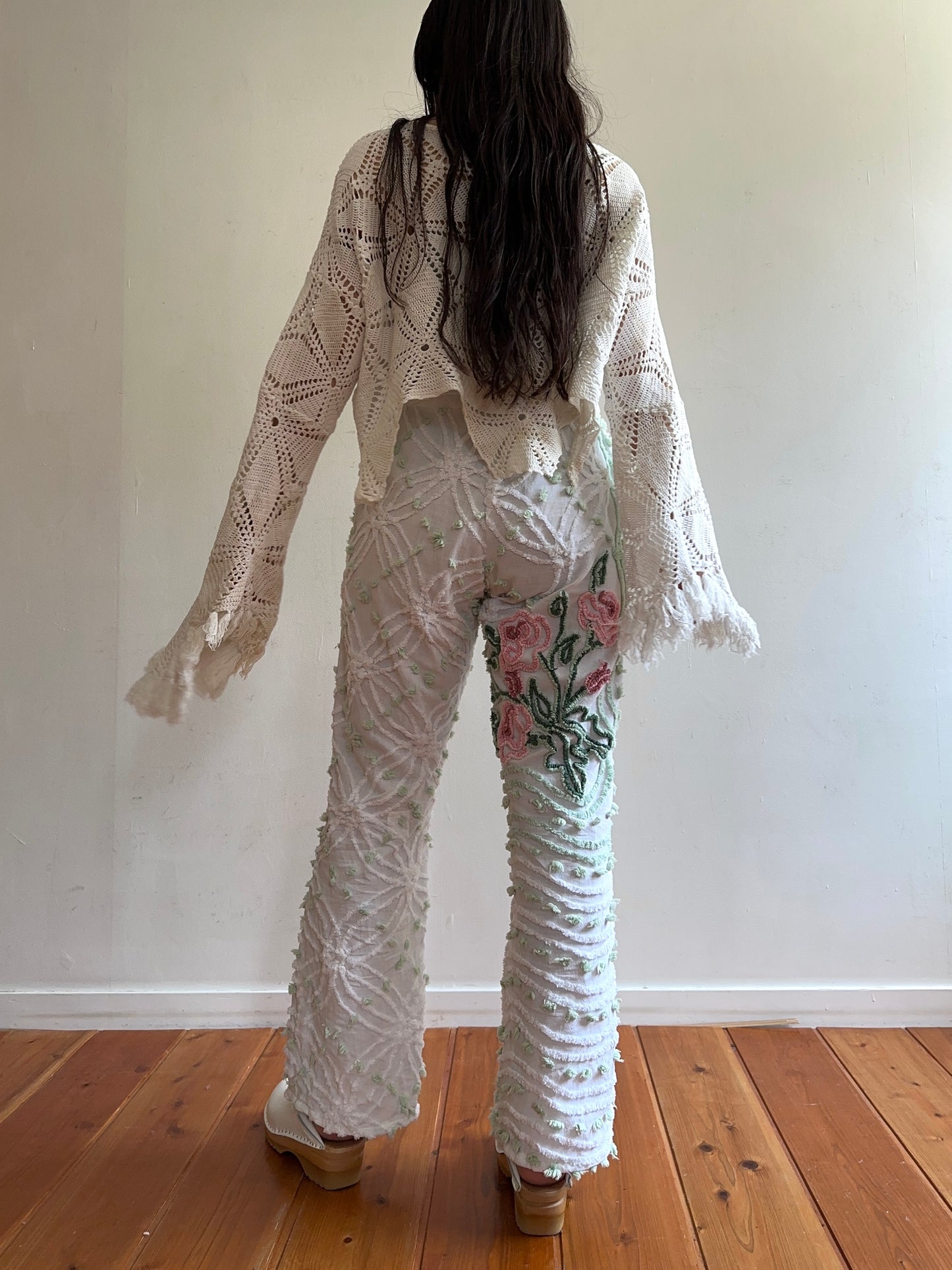 old chenille slim flare pants / muscat