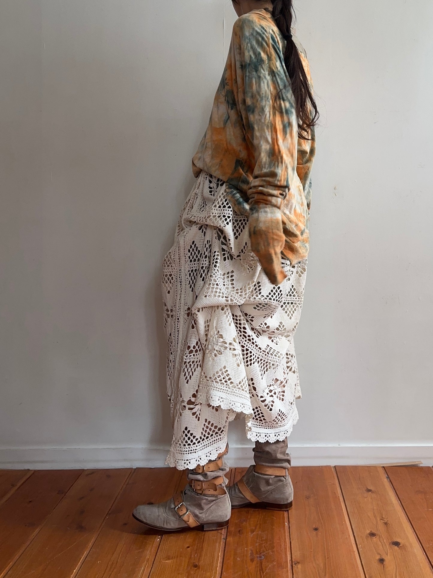 old crochet lace little change skirt