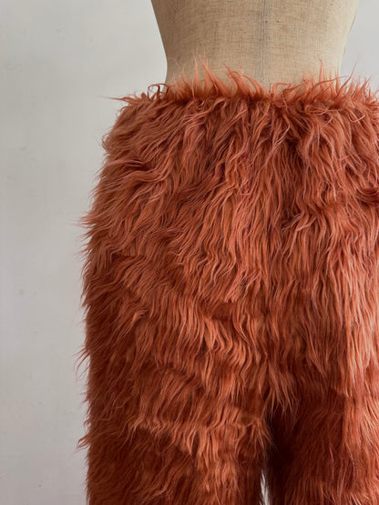 old fur pants /pink brown