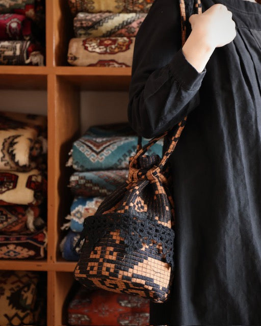 old coverlet pocket bag