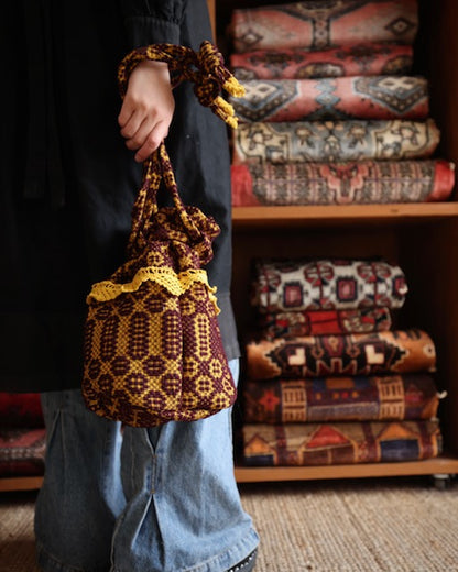 old coverlet pocket bag
