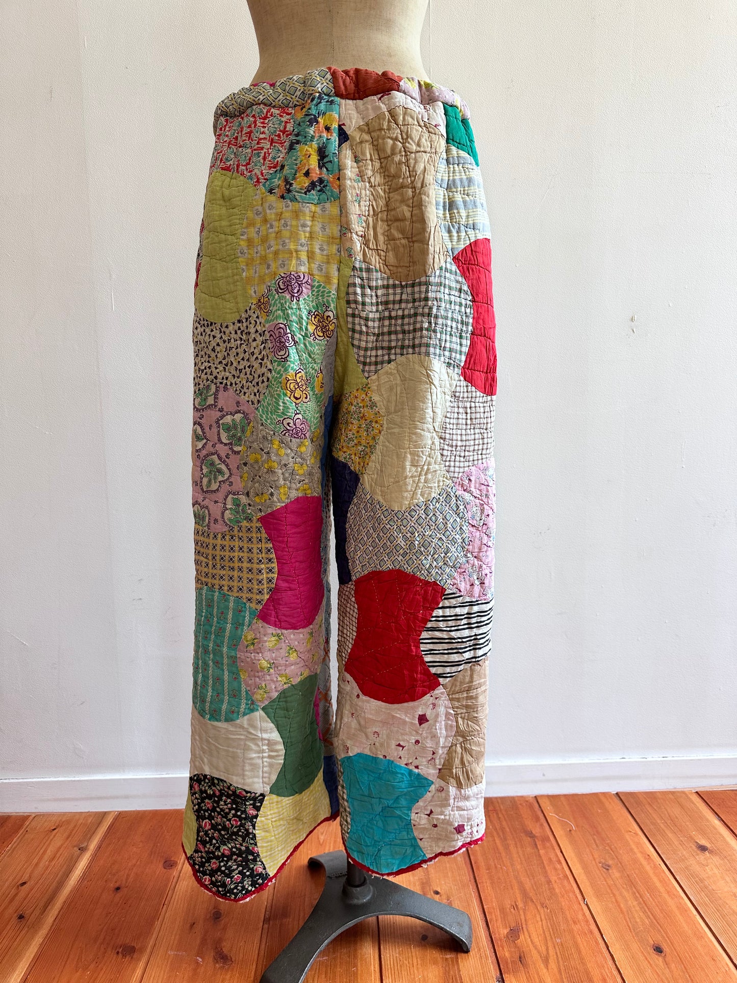 old quilt tuck wide pants