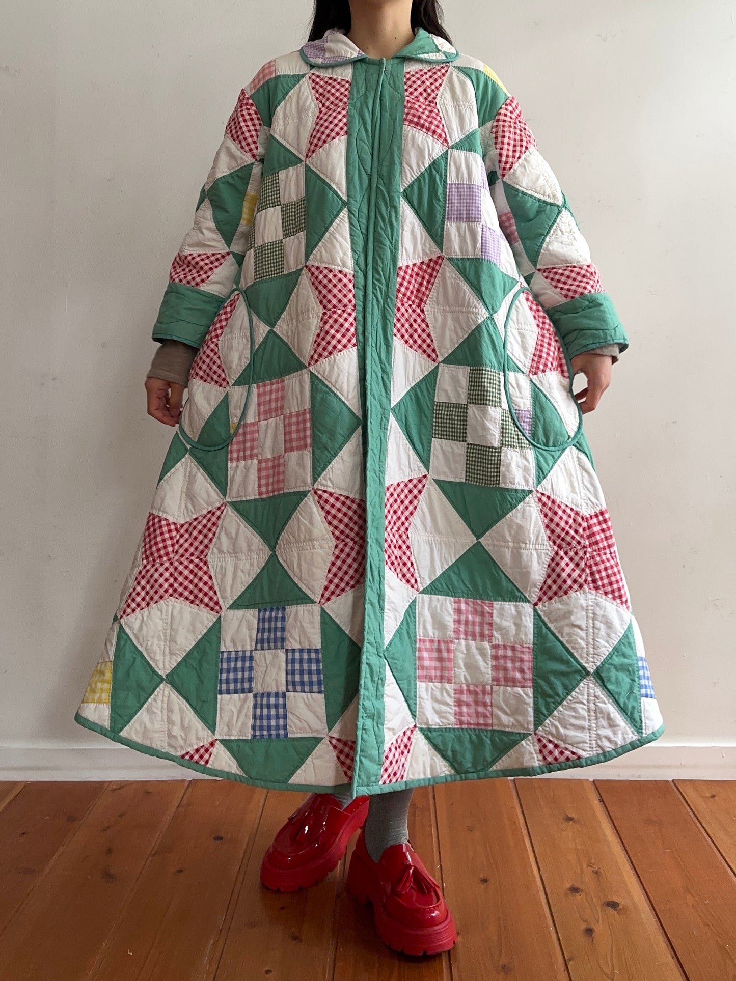 old quilt dress coat