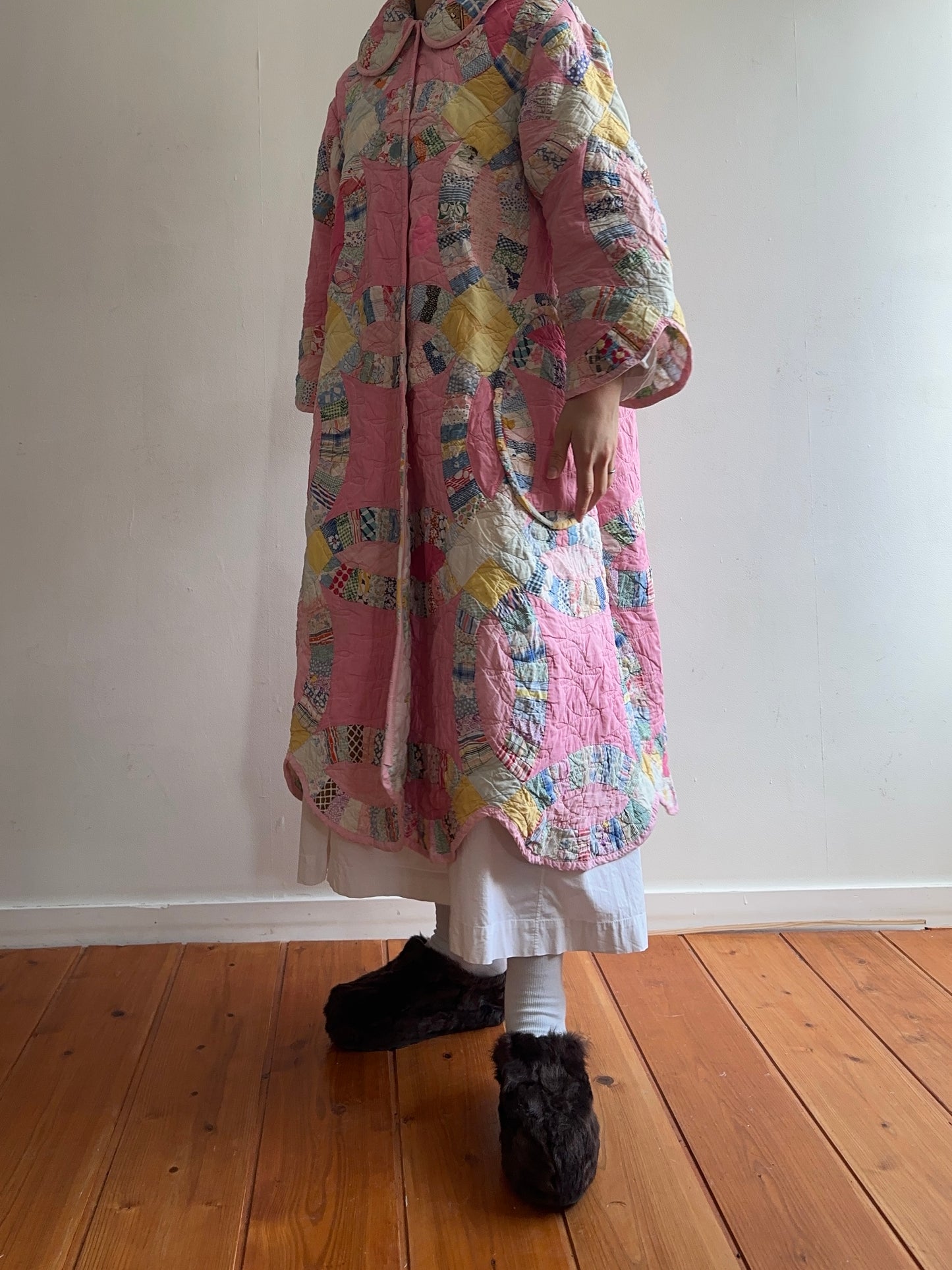 old quilt dress coat