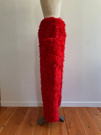 old fur pants / red
