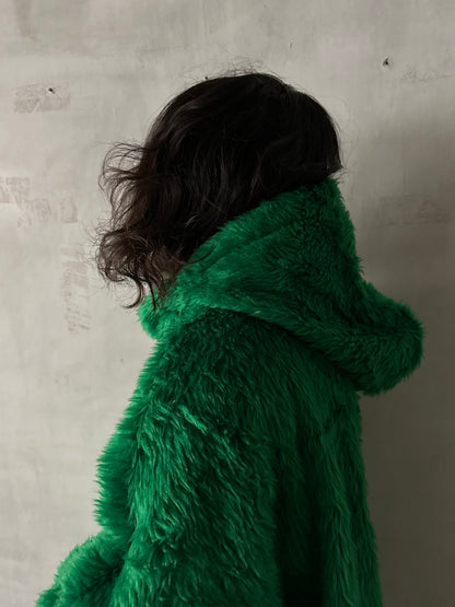 old fur parka / green