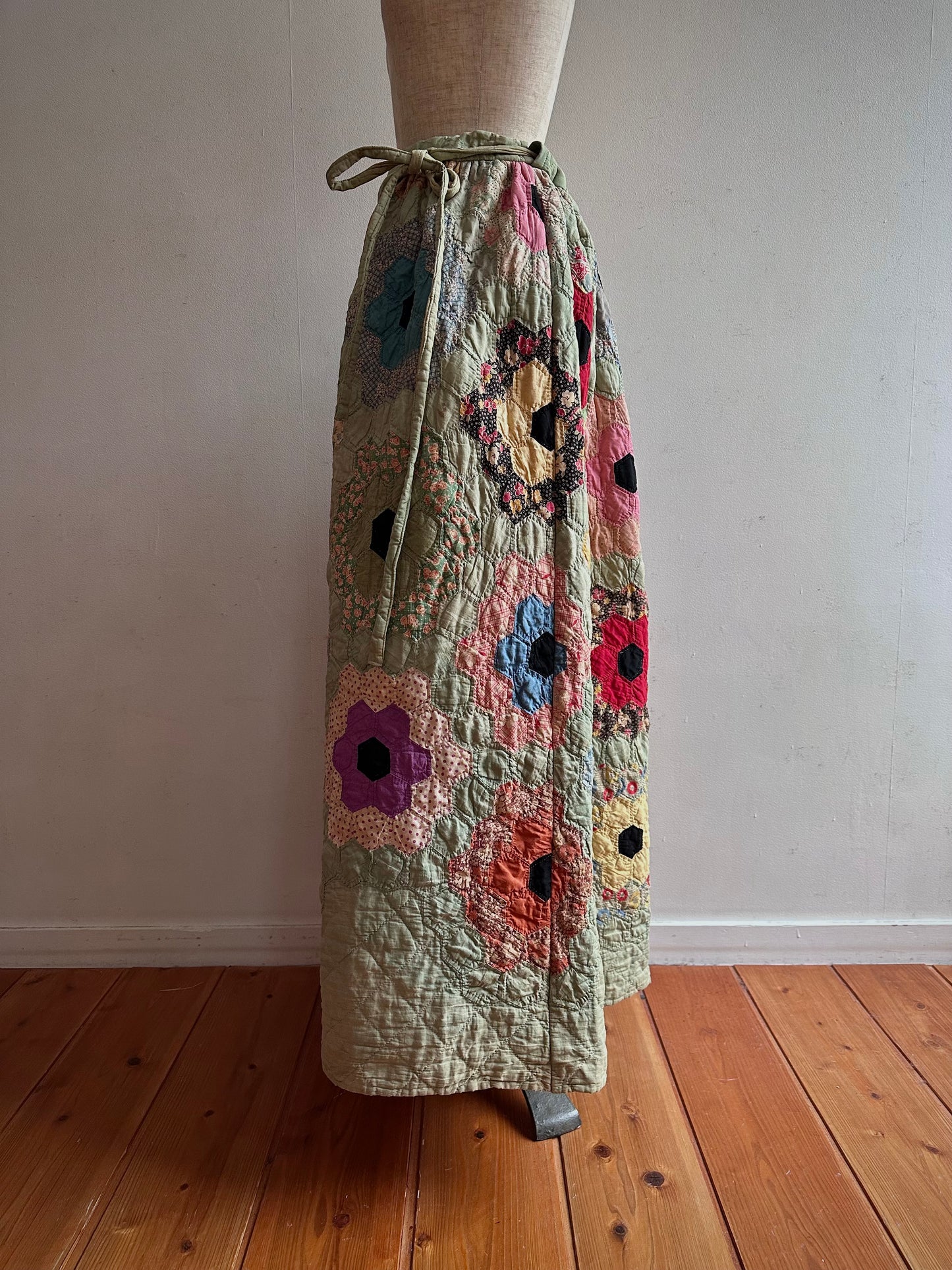 old quilt gather skirt