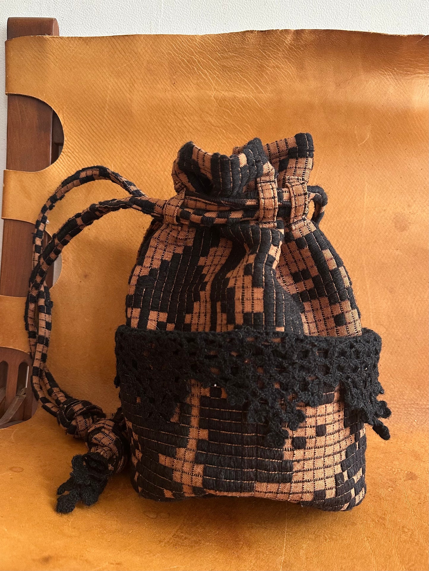 old coverlet pocket bag