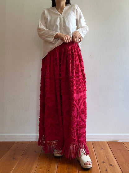 old chenille many tuck pants / ruby