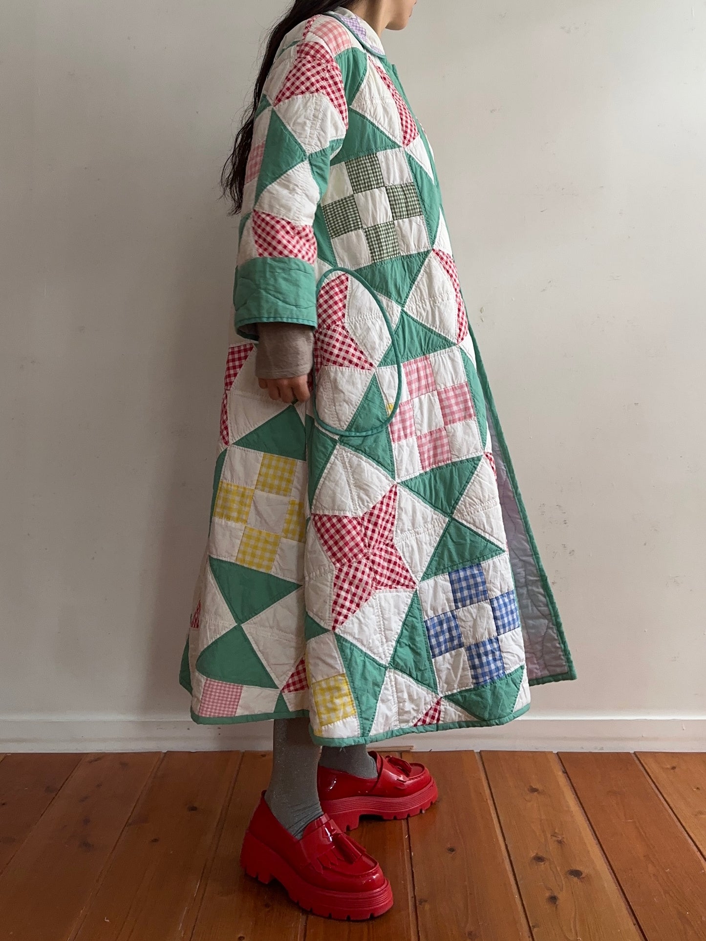 old quilt dress coat