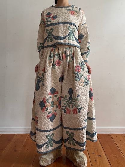 old quilt many tuck pants